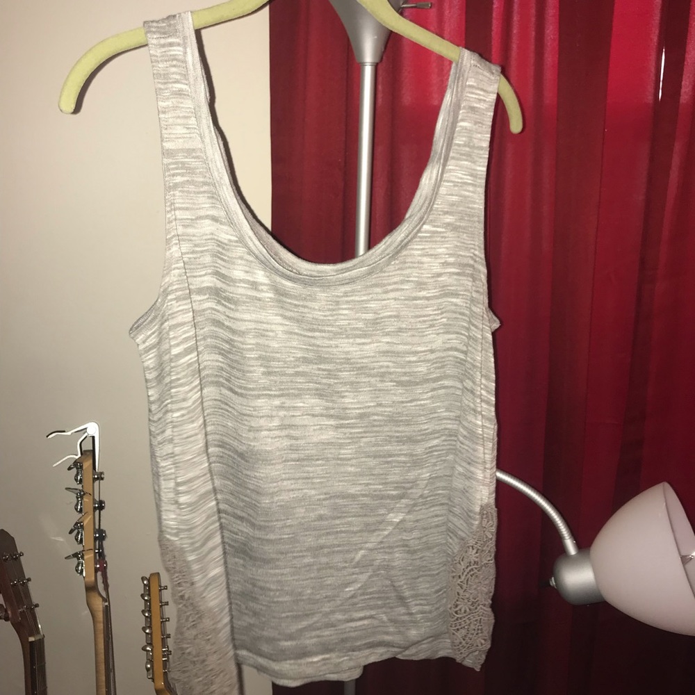 Gray Tank With Lace Accents On The Sides-Torrid